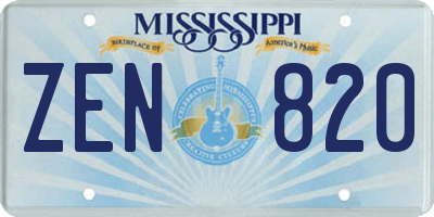 MS license plate ZEN820