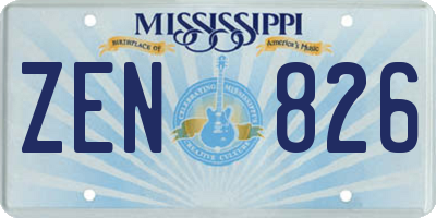 MS license plate ZEN826