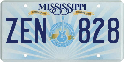 MS license plate ZEN828