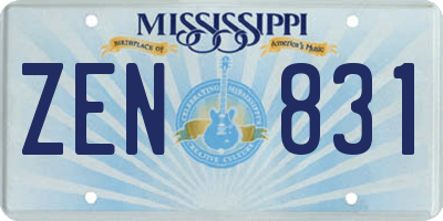 MS license plate ZEN831