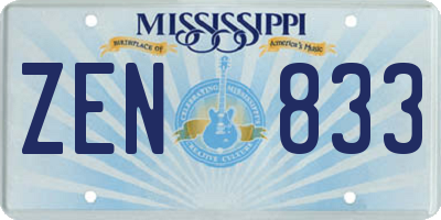 MS license plate ZEN833