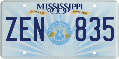 MS license plate ZEN835