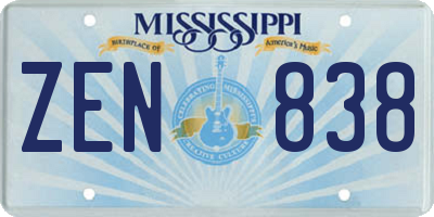 MS license plate ZEN838