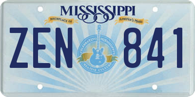 MS license plate ZEN841
