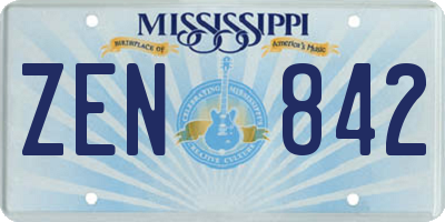 MS license plate ZEN842