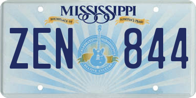 MS license plate ZEN844