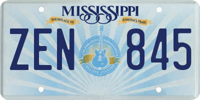 MS license plate ZEN845