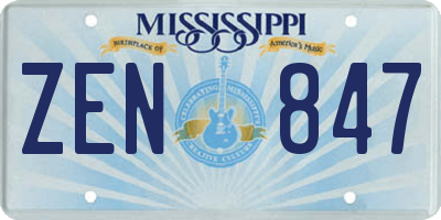 MS license plate ZEN847