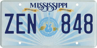 MS license plate ZEN848