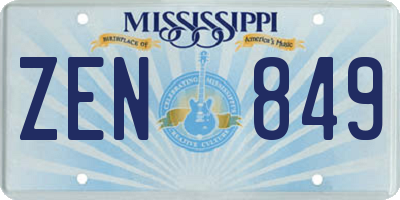 MS license plate ZEN849