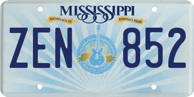 MS license plate ZEN852