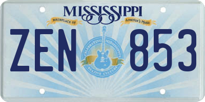 MS license plate ZEN853
