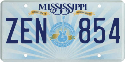 MS license plate ZEN854