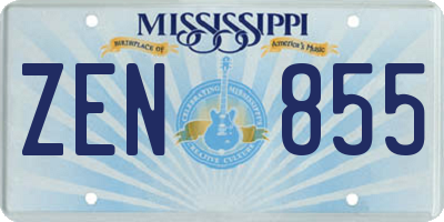 MS license plate ZEN855