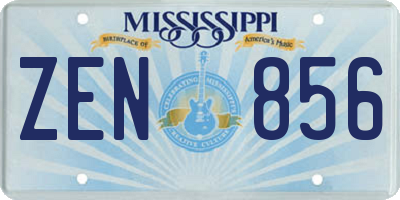 MS license plate ZEN856