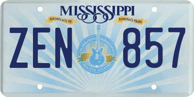 MS license plate ZEN857