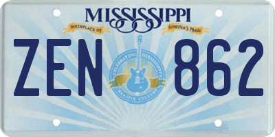 MS license plate ZEN862