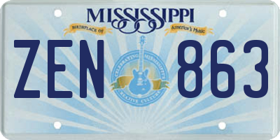 MS license plate ZEN863
