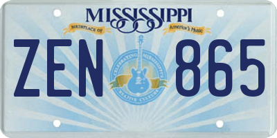 MS license plate ZEN865