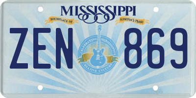 MS license plate ZEN869