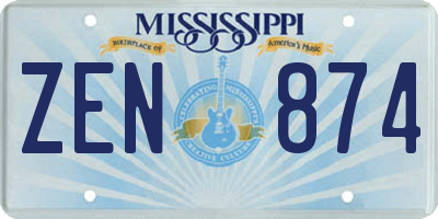MS license plate ZEN874