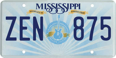 MS license plate ZEN875