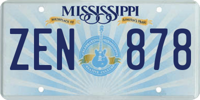MS license plate ZEN878