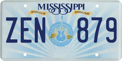 MS license plate ZEN879