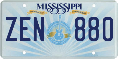 MS license plate ZEN880