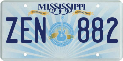 MS license plate ZEN882