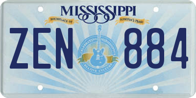 MS license plate ZEN884