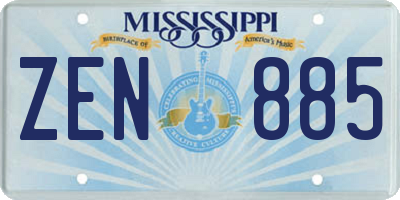 MS license plate ZEN885