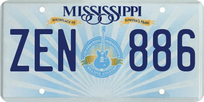 MS license plate ZEN886