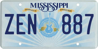 MS license plate ZEN887