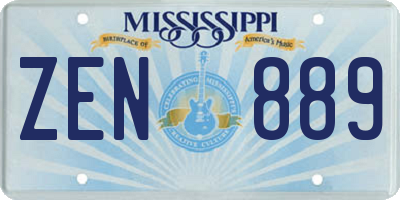 MS license plate ZEN889