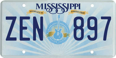 MS license plate ZEN897