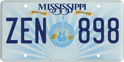 MS license plate ZEN898