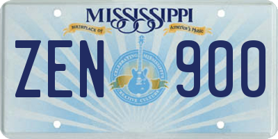 MS license plate ZEN900
