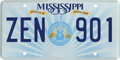 MS license plate ZEN901
