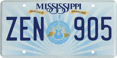 MS license plate ZEN905