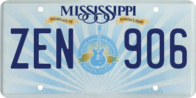 MS license plate ZEN906