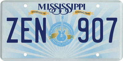 MS license plate ZEN907