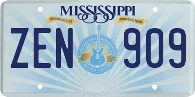 MS license plate ZEN909