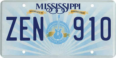 MS license plate ZEN910