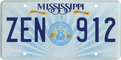 MS license plate ZEN912