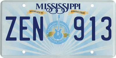 MS license plate ZEN913