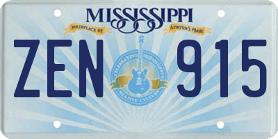 MS license plate ZEN915