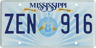 MS license plate ZEN916