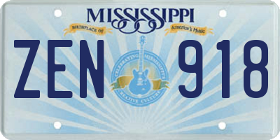 MS license plate ZEN918
