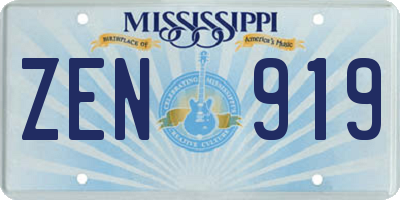 MS license plate ZEN919